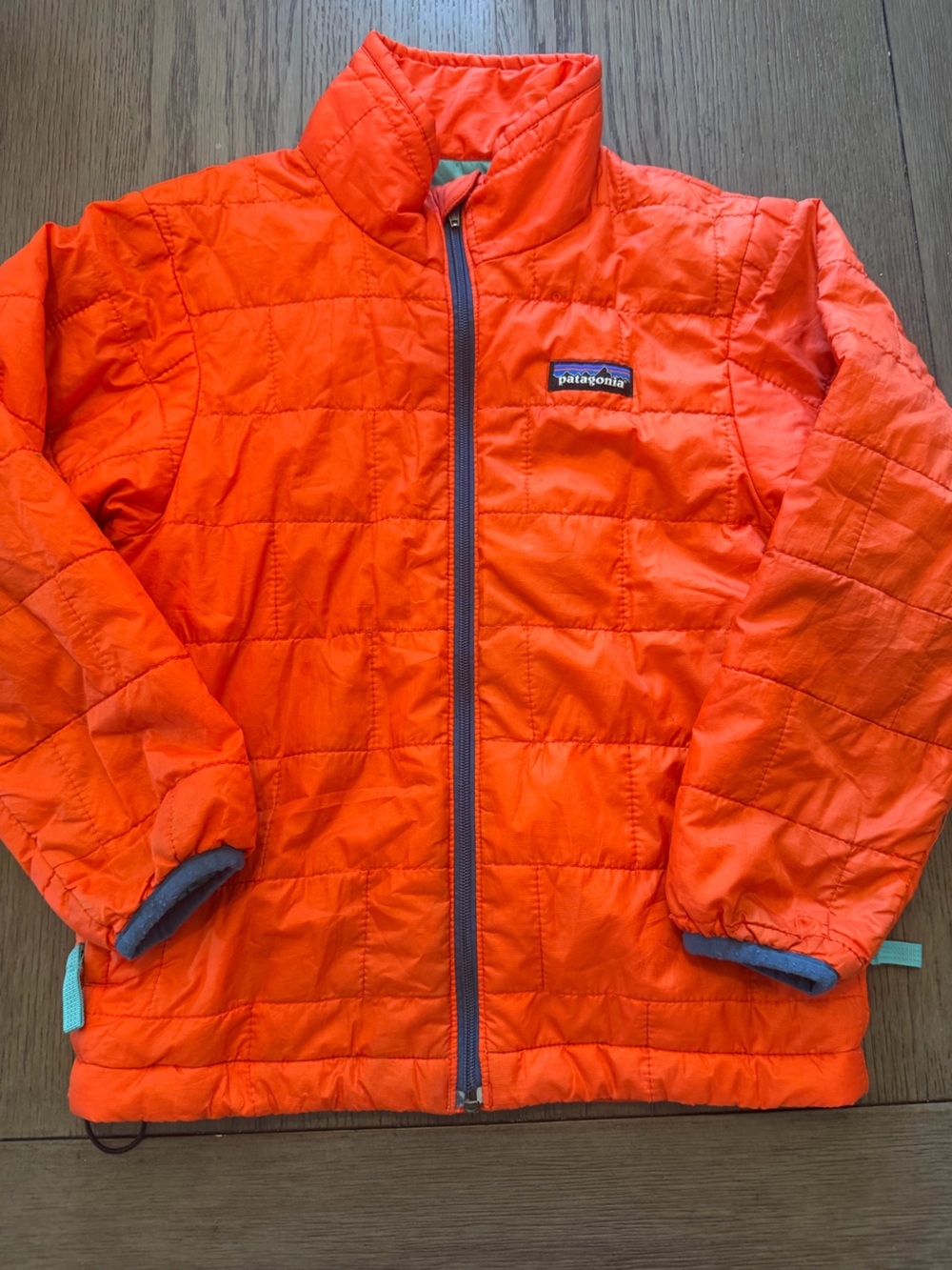 Patagonia Teal and Orange Kids Quilted Jacket boys 5/6